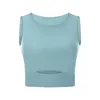 Vista de ioga de verão com copo para mulheres tanque camis cor sólida cor esticada moda oca out casual esporte running fitness shirt