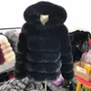 Femmes fourrure fausse marque hiver vrai naturel manteau épais argent femme veste à capuche chaud