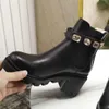 High Quality Womens Leather Boots Lace Up Ribbon Belt Buckle Ankle Boot Factory Direct Female Rough Heel Round Head Size:35-42