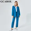 Gcarol Women Blazer and Guard Pants 2個セット2個オールブレストジャケットフォーマルスーツプリーツズボン春秋冬211007