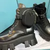 Kvinnor Rois Martin Boots Militärinspirerad Combat Boot Nylon Bouch Bifogat till med Band Ankelväskor Storlek 35-41