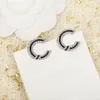 Hochwertiger CHARM-Ohrstecker mit Damanten und schwarzer Emaille für Damen, Hochzeitsschmuck, Geschenk mit Box-Stempel PS4257