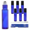 6pack 10 ml Roll-on Garrafas de vidro azul com bolas de rolos de aço inoxidável para óleos essenciais Colônias Perfumes