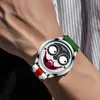 Montre-bracelet 2021 Arrivée Joker Watch Men Unique Big Eyes Fashion Clown Quartz pour Halloween Le cuir imperméable Sports ES Mens218f7746618