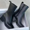 أفضل نساء Betty PVC Boots Beeled Fur High High Cheels High High Rain Boot Boot Waterly Rubber Boles Platform Flatfor