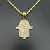 Men's Women's Necklace Hamsa Hand of Fatima Pendant & Chain Gold Color Stainless Steel Palm Necklaces Turkish Jewelry