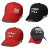 Trump 2024 HAT Trump Cotton Sunscreen Baseball Cap med justerbara spännen broderier Letters USA Cap Röd och svart färg för utomhus