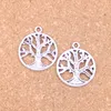 52 Uds. De colgantes de árbol de la paz chapados en bronce y plata antigua, collar DIY, pulsera, brazalete, hallazgos de 23mm