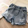 Summer Fashion 3 4 6 8 10 12 Years Toddler Children Clothes Pocket Edges Kids Baby Denim Hole Shorts For Girls 210529