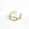 Minimalistische Curb Link Grote Cirkel Armbanden Ronde Geometrische Bangles voor Dames Simple Gold Color Chain Bangles Verstelbare 2020 Trendy Q0719