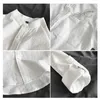 Design simple Couleurs solides Chemises à manches longues Mode coréenne Collier Mandarin 100% coton Blanc Chemise noire douce et confortable 210628
