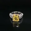 925 Sterling Silber 4ct Princess Square gelbe Ringe weiblich Klassisch elegant High Carbon Diamant edler Schmuck für Frauen