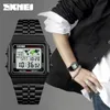 SKMEI TOP Luxe Mode Sport Horloge Mannen Wekker 3Bar Waterdichte Roestvrijstalen Strap Digitale Horloges Reloj Hombre 1338 Q0524