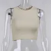 Rib Knit Green Women's Tank Top Summer Casual Basic Skinny Vest Sleeveless White Off Shoulder Y2K Sexig Woman Crop Top