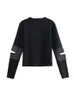 WOMAN Shinning Beading Hole Sleeve Black Sweater Fashion Women O-Neck Pullovers Casual Female Knitwear 210531
