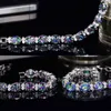 Pera moda mulheres noite festa jóias luz natural azul oval arco-íris místico cristal pedras pulseiras para presente de aniversário B087 211124