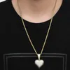 Hiphop koppar kubik zirkon 18k guldhjärta halsband smycken set 60 cm kedjor kombination gemensamma hjärtan hänge diamant isade ut halsband för kvinnor män droppfartyg