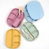 Four Grid Square Plate Children039S Tabell Provse Food Grade Silicone Straw Cup Bib Baby Feeding Shower Gift 2108115935005