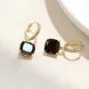 Square Gold Dangle Earrings for Women Party Wedding Bijoux Accessories Top Luxury Jewelry Brands Black CZ Drop Earings Girls Gift