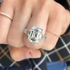 Clusterringen Originele 6ct Emerald Cut Gesimuleerde Diamanten Ring Luxe 925 Sterling Zilveren Bruiloft Verlovingsvinger Voor Vrouwen Jewel8768619