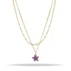 Bojiu mody biżuteria fioletowa naturalna Druzy Stone Star Pendant 2 warstwy Nekclace Nks141 Chokers
