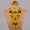 opaque red and champagne gold ab costume necklace african wedding beads jewelry set crystal 6CLS H1022