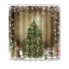 Xmas Tree Snowman Shower Curtains Set Polyester Fabric Bath Screens Waterproof Bathing Curtain For Christmas Gifts Bathroom Decor