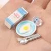 1 ensemble 1/12 échelle Miniature maison de poupée lait oeuf petit déjeuner ensemble pour Mini poupée nourriture jouer enfants cuisine ensemble accessoires jouets