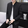 Jacket Men's Trend Spring and Autumn Pure Color Casual Korean Slim Wild Fashion Stand Collar Baseball Uniform 220301