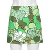 Jupe verte peinte à la main Y2K Filles Summer Chic Mode Floral Imprimé Mini Jupes à taille haute pour femmes Casual Streetwear 210619