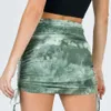 Jocoo Jolee Women Sexy High Waist Drawstring Ruched Mini Skirt Casual Tie-dye Print Knitted Elastic Bodycon Skirts Summer 210518