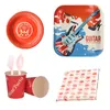 Disposable Dinnerware Party Supplies Birthday Decorations Kids 8pcs/1 Pack Paper Tray Cup Towel Fork Spoon Wedding Decoration