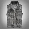 Lente Herfst Vintage Design Mens Denim Vest Mannelijke Retor Mouwloze Jassen Mannen Ripped Hole Jean Geest Kleding Maat M-5XL