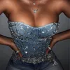 Débardeurs pour femmes Camis Sexy Femmes Été Débardeur Cristal Sans Manches Sans Bretelles Réglable Lady Club Strass Cami Crop Tops 2021