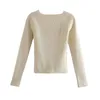 Women's Sweaters 2021 Women Knit Sweater Top Long Sleeve Heart-neck Casual Fashion Woman Slim-fit Tight Knitted Pullover Tops