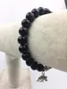 8mm svarta armband strängar naturlig sten rund pärla elefant hänge yoga meditation armband mala bra gåva