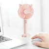 USB Portable Mini Electric Fans Handhållen Laddningsfläkt Desktop Silent Large Wind Hanging Neck Inbyggd 1200mAh Batteri 3 Gear