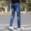 Printemps/été coton Stretch Slim droite léger jean classique Simple Style jeunes hommes marque mince Denim jean 210531