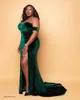 Dark Green Bridesmaid Dresses Strapless Neckline Side Split Mermaid Wedding Guest Dress Sweep Train Veet Maid Of Honor Gowns 407