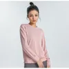 lu-1288 Yoga Wear Long Sleeve Women's Loose Quick-drying Breathable High Elastic Fashion European and American Fitness Sports Sweater Clothes with Brand Logo
