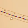 Choker-Halsketten, modisch, böhmische, mehrfarbige Acryl-Perlen-Halsketten für Frauen und Mädchen, Stern-Herz-Anhänger, geschichtete Ketten 2023 Bloo22