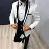 Mode Wit Bruidegom Tuxedos Wear Slim Fit Double Breasted Peaked Revers Mens Business Formal Prom Man Blazer Pak