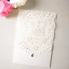 Grußkarten 100 Stück vertikale lasergeschnittene Hochzeitseinladungen mit Strasssteinen, personalisierte weiße Spitze mit Blumentasche für Geburtstagseinladungen