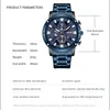 Herenhorloges Quartz 30 M Waterdichte Klok Auto Datum Roestvrijstalen Case Horlogeband Horloges 9153 Blue Timer Bracelet Watch Q0524