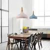 Nordic Wood Pendant Lights Colorful Aluminum Lamp Shade E27 Pendant Lamps for Dining Room Home Lighting Fixture