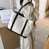 Simple Large Capacity Handbag Fashion Canvas Shoulder Bag Casual Portable Tote Bag