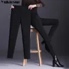 Pantalon d'hiver Femmes Bureau Épais Chaud Polaire Taille Haute Crayon Stretch Noir Blanc Pantalon Plus Taille 5XL 6XL Leggings 210608