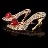 Szpilki broszki wysokie obcasy buty broszka kryształowe czerwone sandały emaliowane klipsy do szalika sukienki dla garnituru kobiety biżuterii piny Broa1900085