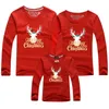 Christmas Family Look T-shirts Dad Mom Baby Long Sleeve Tees Red Top Matching Clothes Full 210521