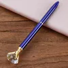 Creative Crystal Glass Kawaii Ballpoint Pen stor pärla med stor diamant 11 färger modeskola kontorsmaterial